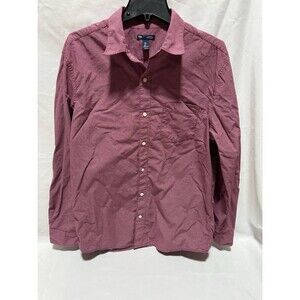 GAP Men's Size L Red White Plaid Long Sleeve Button Down Shirt Classic Fit Cott
